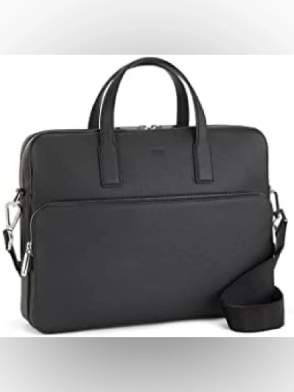 Boss Black Leather Briefcase for Men - Classic Professional